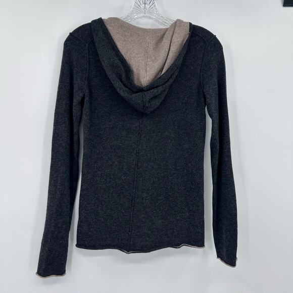 Banana Republic Cashmere Wool Zip Up Hoodie Gray Knit Sweater Jacket Womens XS - Picture 9 of 11